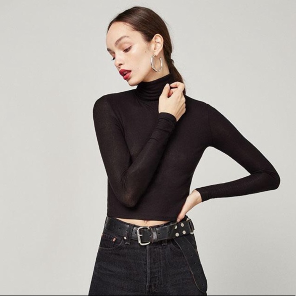 Black reformation crop top turtleneck